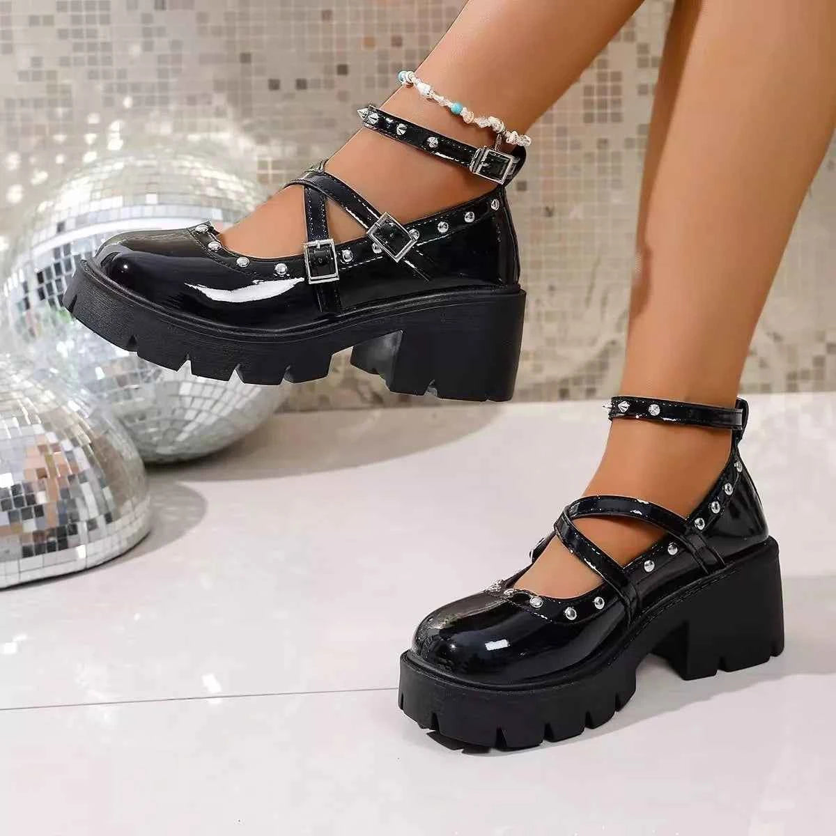 Platform Mary Jane Chunky Heel Sneakers
