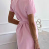 Short Sleeve Tie Waist Mini Dress