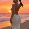 Backless Halter Neck Crochet Knit Cover-Up Dress