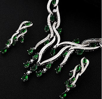 New Crystal Jewelry Zircon Tassel Pendant Set for Women - Earrings & Pendant Jewelry Set