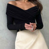 Off-Shoulder Ruched Long Sleeve Bodysuit