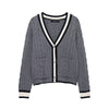 Shally  V-neck Twisted Flower Cardigan Knitted Coat