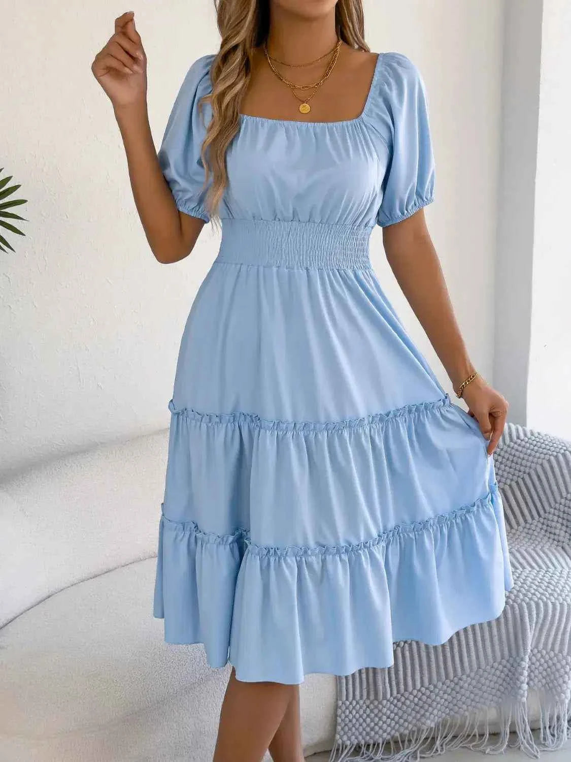 Sky Tiered Flare Dress