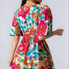 Vacation Primrose Painted-Florals Wrap Mini Dress