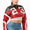 Fast Lane 23 Cropped Moto Jacket – Red - Lustreve