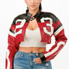 Fast Lane 23 Cropped Moto Jacket – Red - Lustreve