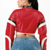 Fast Lane 23 Cropped Moto Jacket – Red - Lustreve