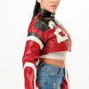 Fast Lane 23 Cropped Moto Jacket – Red - Lustreve