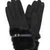 Faux Fur And Strap Cuff Smart Touch Gloves. - Lustreve
