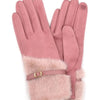 Faux Fur And Strap Cuff Smart Touch Gloves. - Lustreve