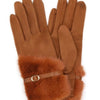 Faux Fur And Strap Cuff Smart Touch Gloves. - Lustreve