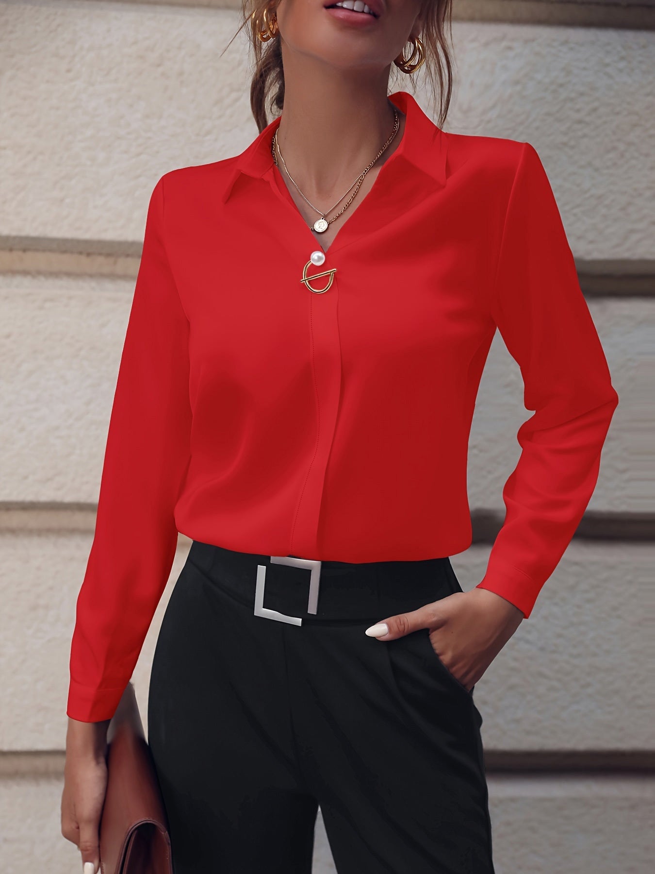 Boardroom Bliss Satin-Feel Blouse
