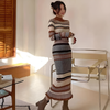 Aurelia Retro Stripe Wool Maxi Dress