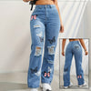 Pantalon en jean imprimé papillon Feel The Wind