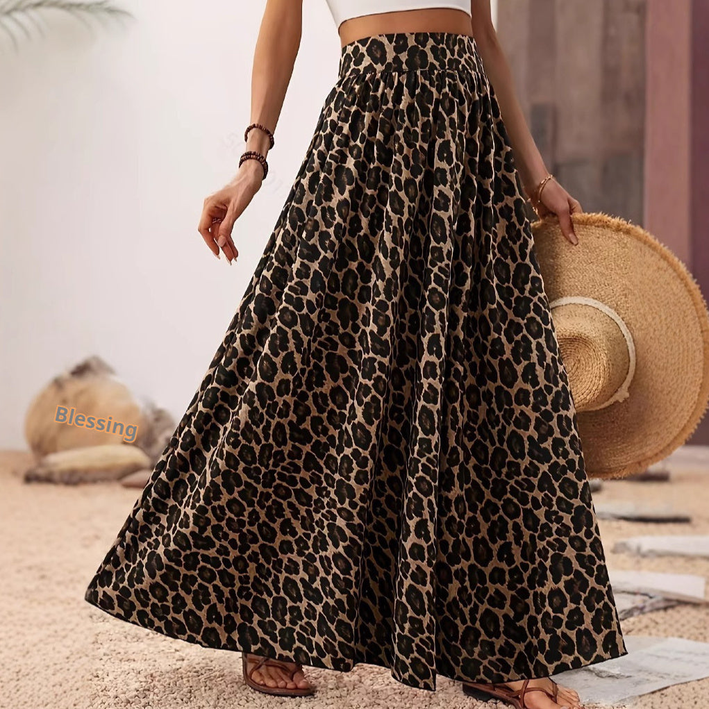 Khally Leopard Print Maxi Skirt