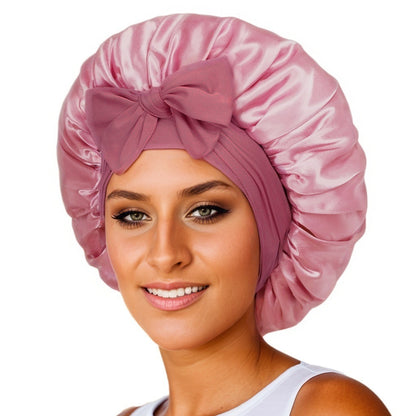 Luxury Silk Satin Bonnet for Women – Night Sleep Cap with Tie Band for Curly Hair