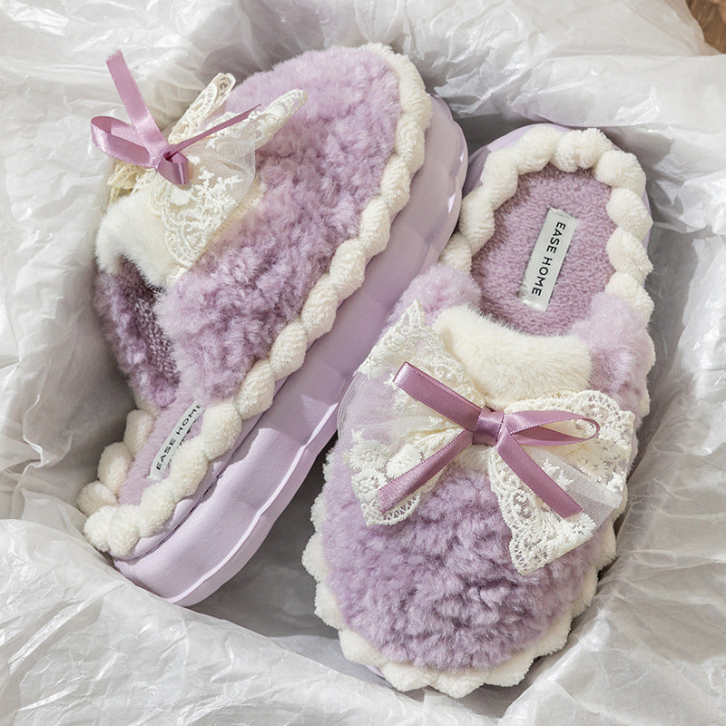 Malibu Bow Plush Slippers"