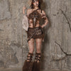 Browny Faux Leather Steampunk Mini Skirt