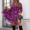 Floral Blooms Print Long Sleeve Midi Dress - Lustreve