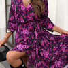 Floral Blooms Print Long Sleeve Midi Dress - Lustreve