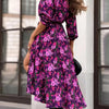 Floral Blooms Print Long Sleeve Midi Dress - Lustreve