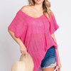 GeeGee Short Sleeve Side Slit Knit Cover Up Dress - Lustreve