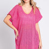 GeeGee Short Sleeve Side Slit Knit Cover Up Dress - Lustreve