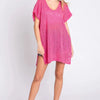 GeeGee Short Sleeve Side Slit Knit Cover Up Dress - Lustreve
