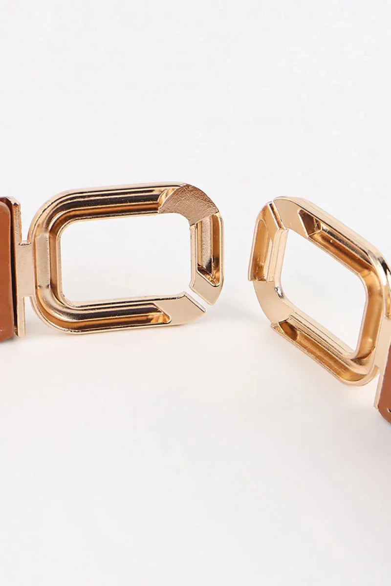 Geometric Double Buckle Elastic Belt - Lustreve