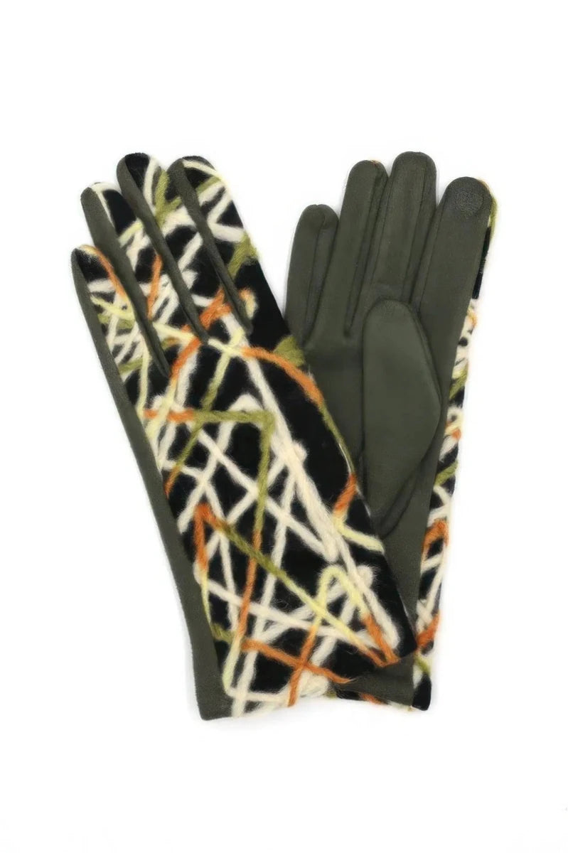 Geometric Multicolor Embroidered Smart Touchgloves - Lustreve