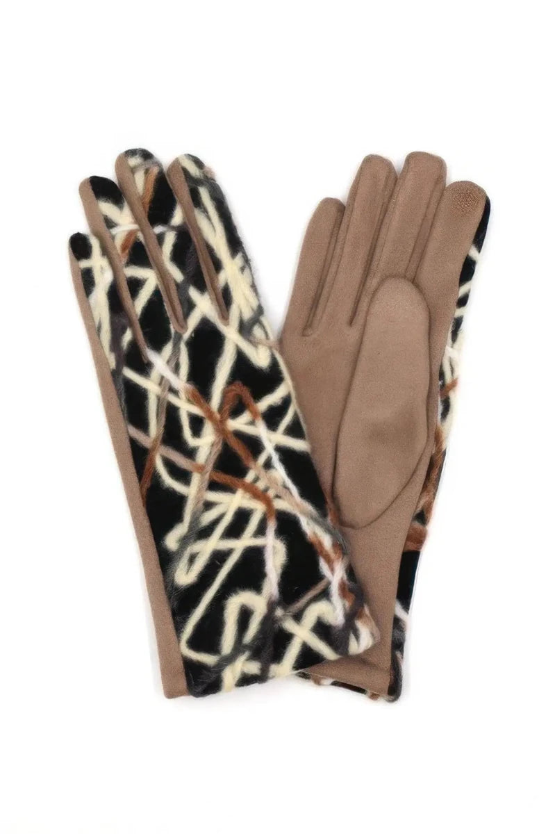 Geometric Multicolor Embroidered Smart Touchgloves - Lustreve