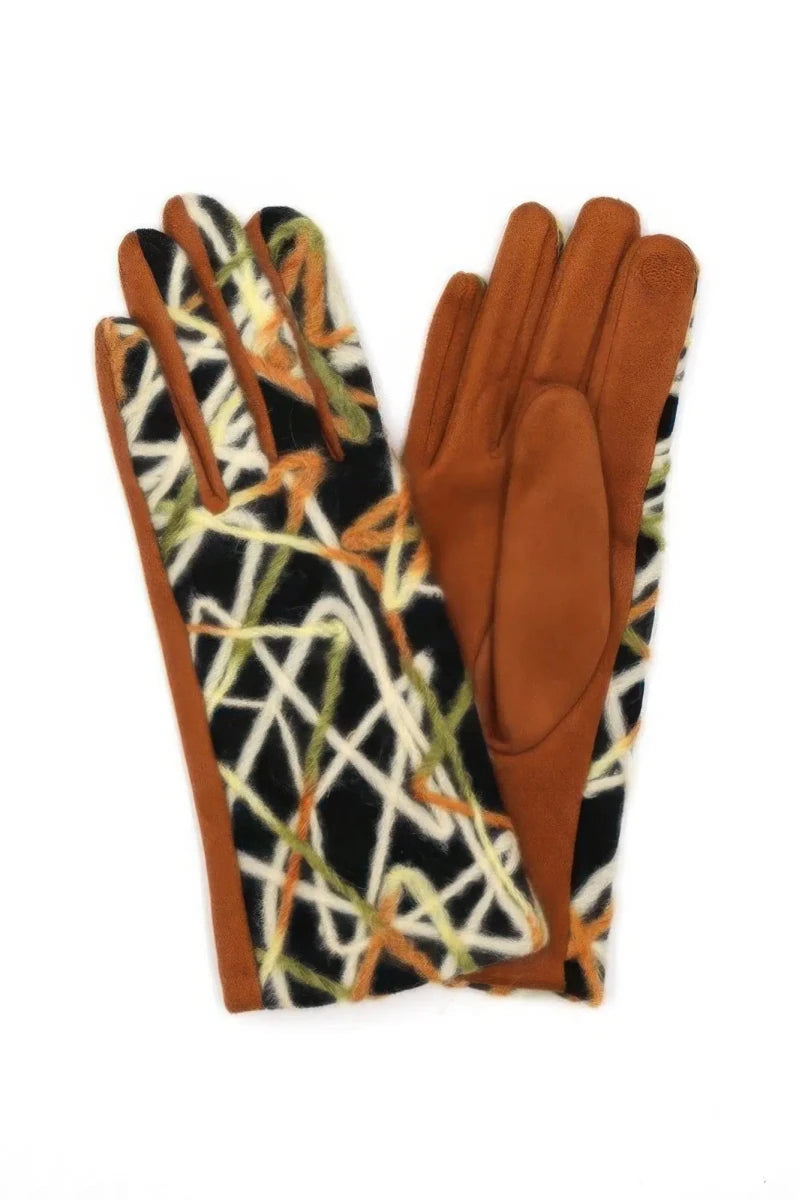 Geometric Multicolor Embroidered Smart Touchgloves - Lustreve