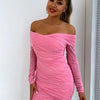 Glitter Rush Off - Shoulder Long Sleeve Bodycon Dress - Lustreve