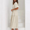 Gracefully Yours Puff - Sleeve Tiered Maxi Dress - Lustreve