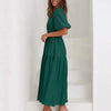 Gracefully Yours Puff - Sleeve Tiered Maxi Dress - Lustreve
