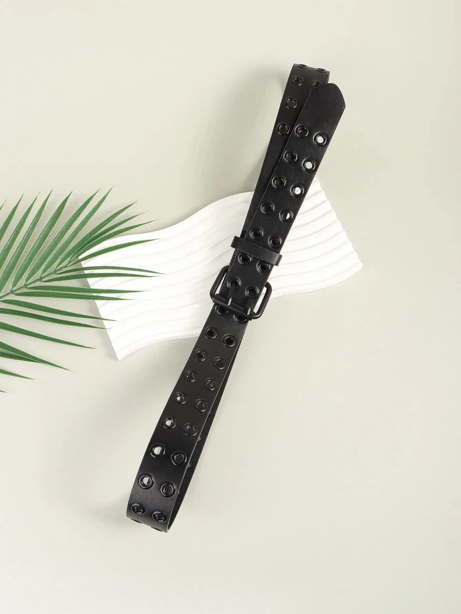 Grommet PU Leather Belt - Lustreve