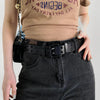 Grommet PU Leather Belt - Lustreve