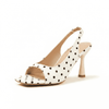 Midnight Muse Polka Sling Open Toe Flare Heels Sandals