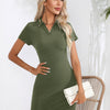 Johnny Bravo Collar Short Sleeve Bodycon Dress - Lustreve