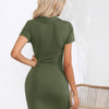 Johnny Bravo Collar Short Sleeve Bodycon Dress - Lustreve