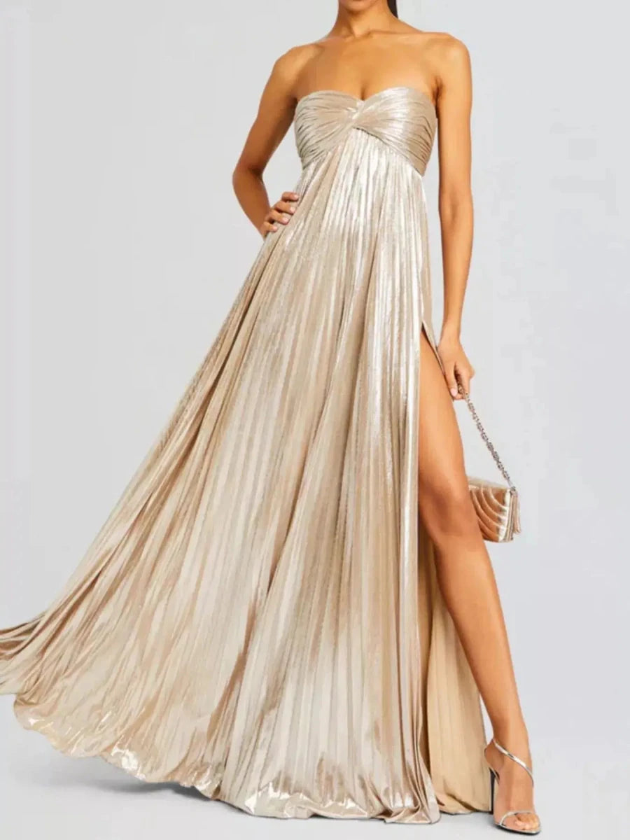 Just a Split Sweetheart Neck Tube Maxi Dress - Lustreve