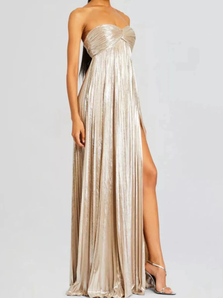 Just a Split Sweetheart Neck Tube Maxi Dress - Lustreve