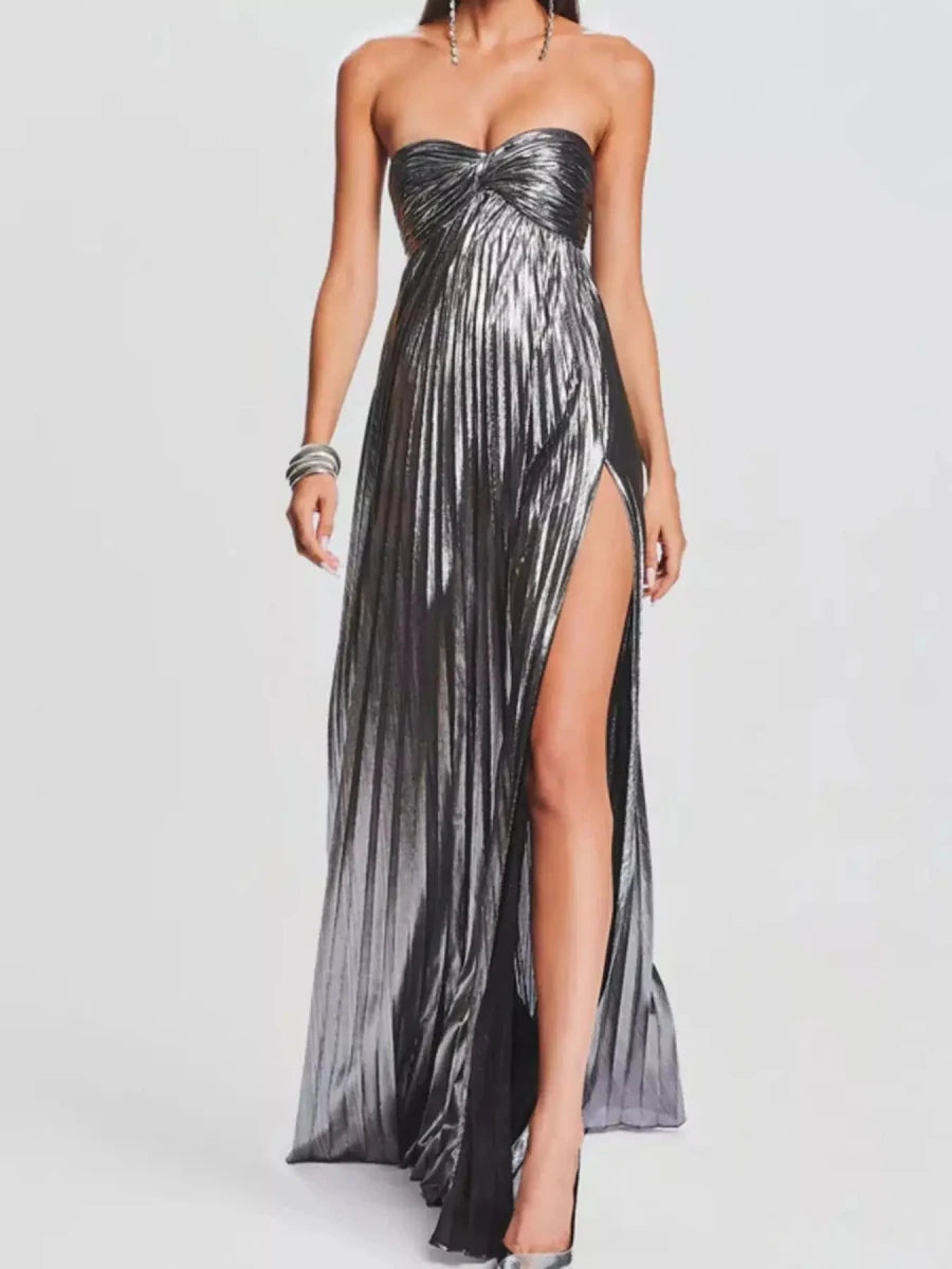Just a Split Sweetheart Neck Tube Maxi Dress - Lustreve
