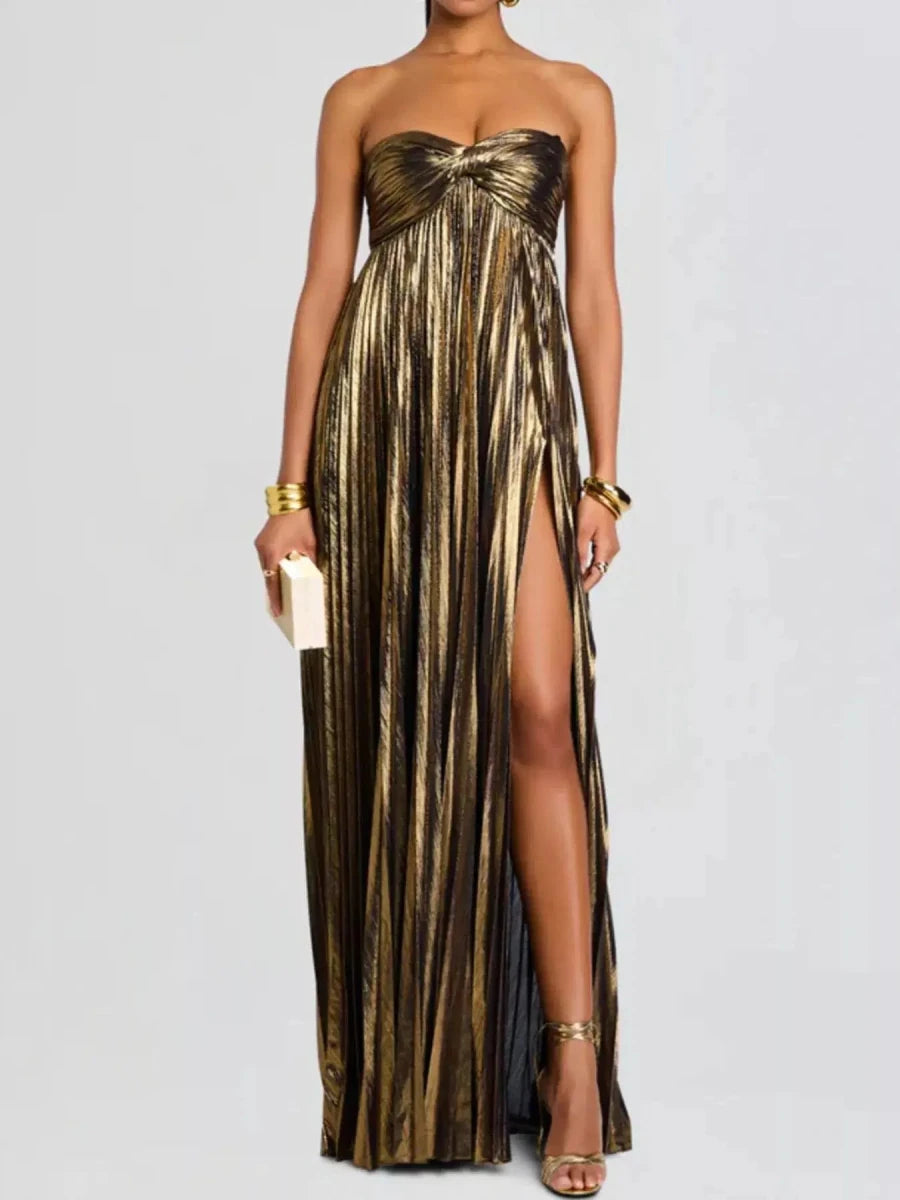 Just a Split Sweetheart Neck Tube Maxi Dress - Lustreve