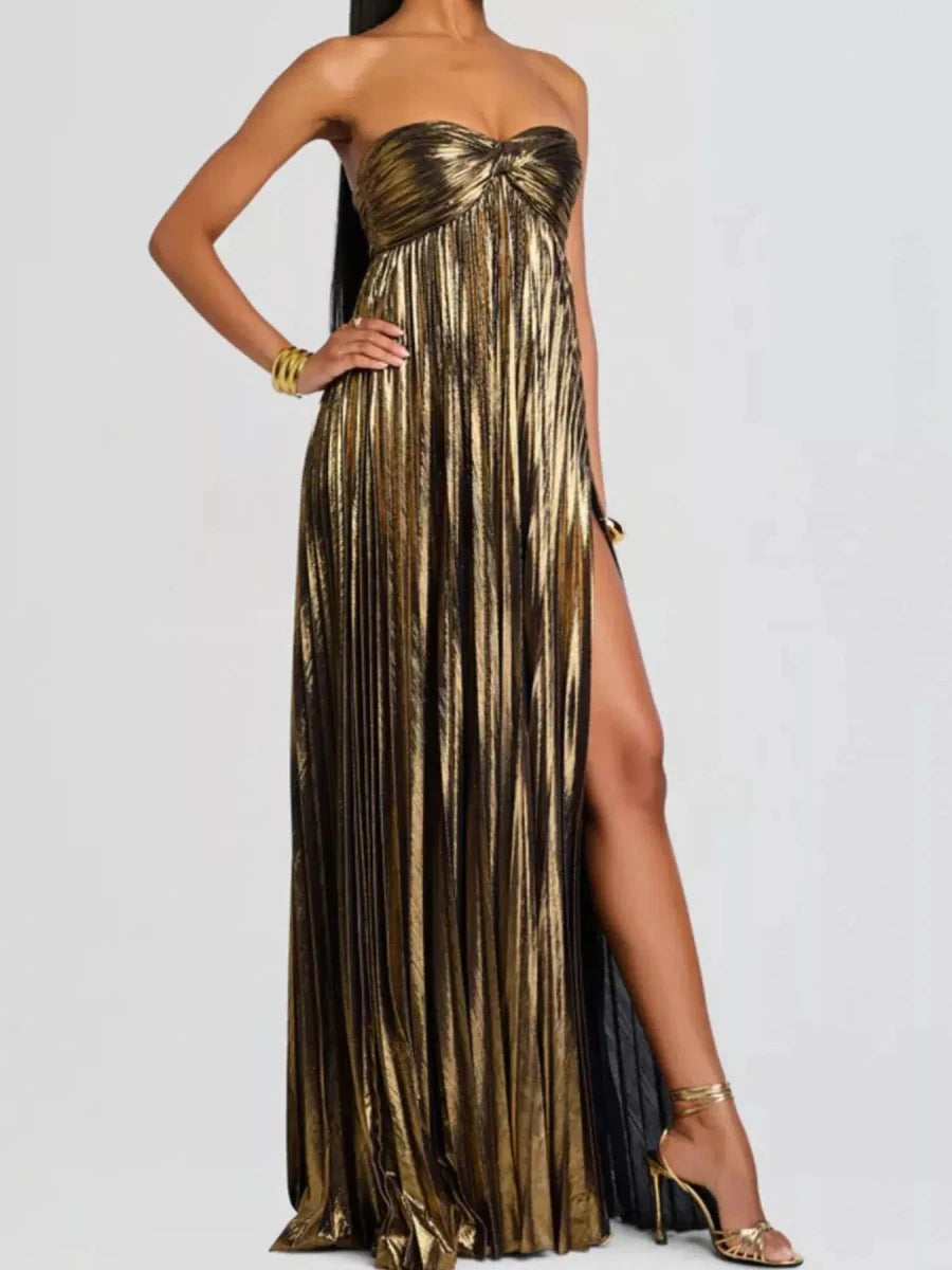 Just a Split Sweetheart Neck Tube Maxi Dress - Lustreve