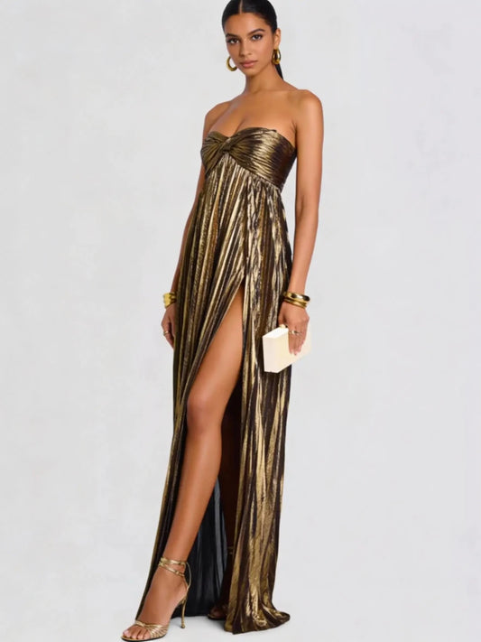 Just a Split Sweetheart Neck Tube Maxi Dress - Lustreve