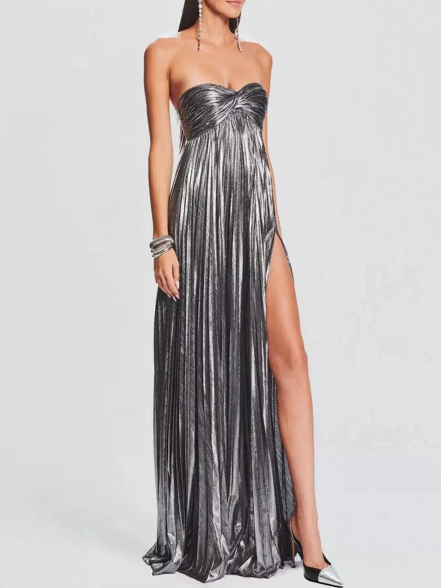 Just a Split Sweetheart Neck Tube Maxi Dress - Lustreve
