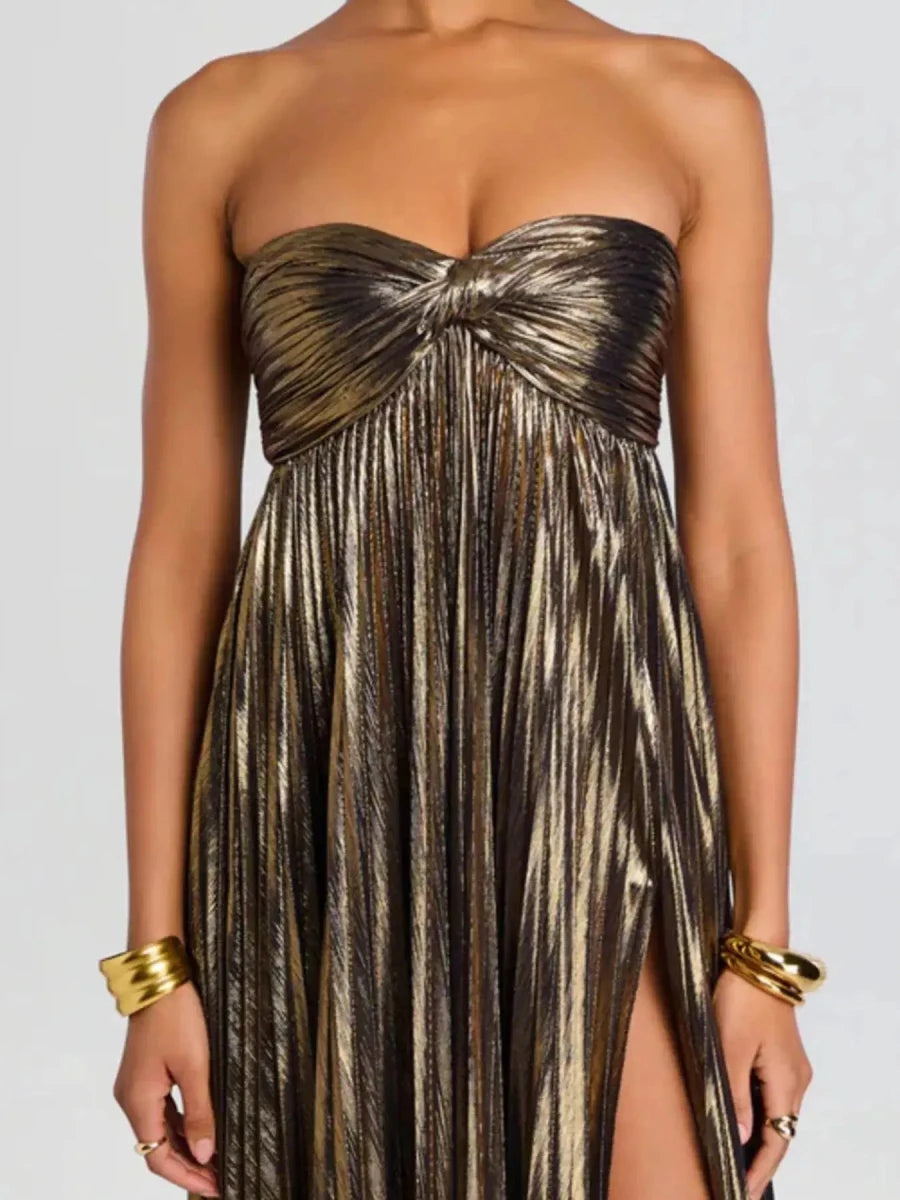 Just a Split Sweetheart Neck Tube Maxi Dress - Lustreve