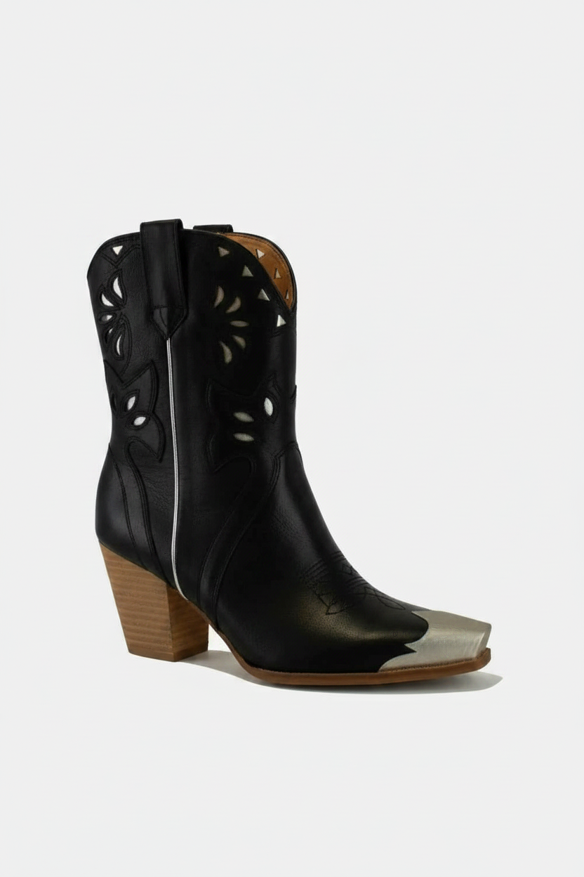 Beast Fashion Cut-Out Floral Embroidery Boots