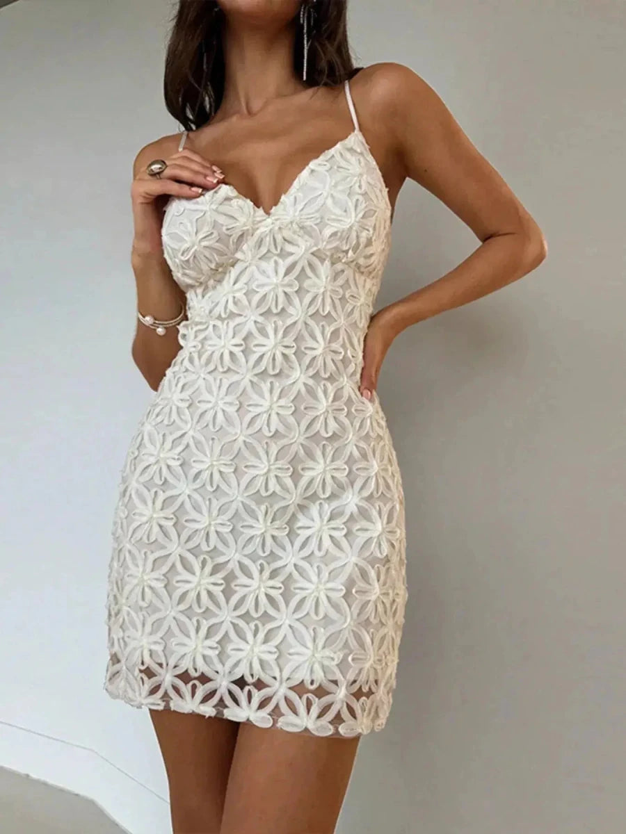 Lace Bodycon Mini Dress - Lustreve